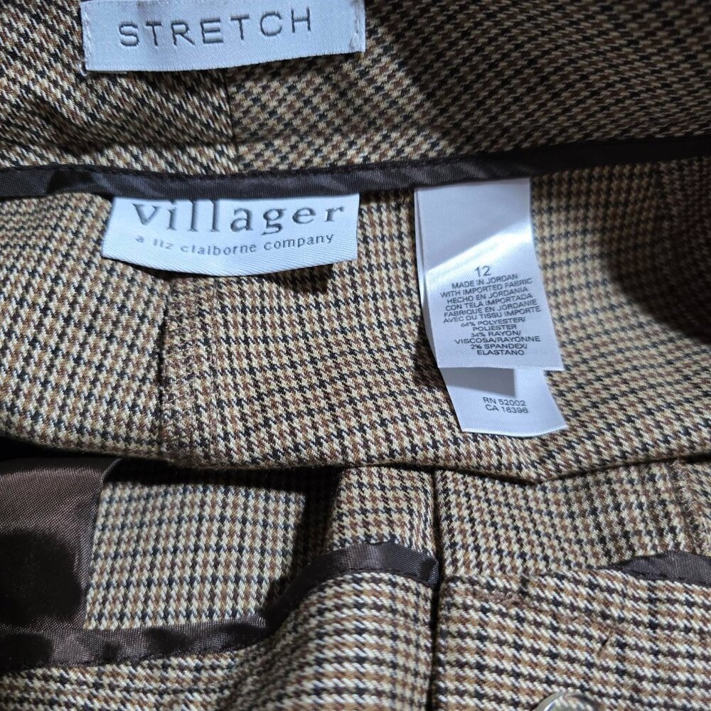 Villager Brown Plaid Pants Women's Size 12 Stretch - Picture 4 of 4